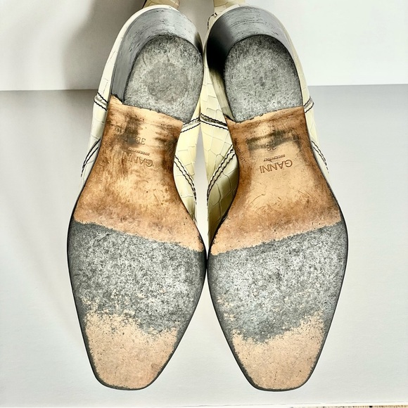 Ganni Callie Western Boots Ivory Cream White Croc Patent Leather Size 38 $475 - Picture 11 of 15